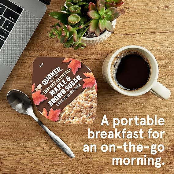 Quaker Instant Oatmeal Express Cups, 10g Protein 2 Flavor Variety Pack, (Pack of 12)