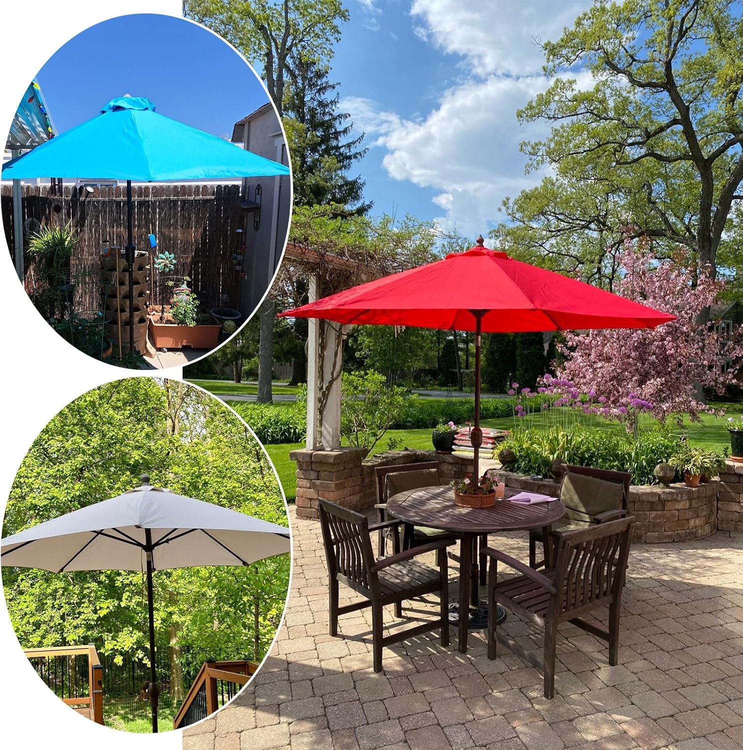 Umbrella Replacement Canopy, 6 Ribs / 8 Ribs Replacement Parasol Fabric Cover, Replacement Garden Umbrella Cover, Round, 11 Colours, for Garden Umbrella(Beige,6ribs:3.0m/9.8ft)