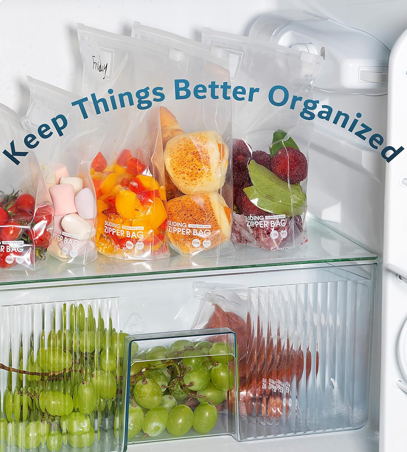 Gallon Slider Food Storage Bags, 250 Count, 2 Mil, Clear with Write On Rectangle, BPA-Free, Commercial Use, Bulk Packaging