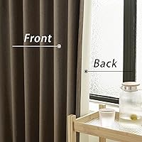 Vista 2 de DUALIFE - Cortinas opacas de lino marrón de 132 pulgadas de largo, juego de 2 paneles para sala de estar, dormitorio, con pestaña trasera, aisladas