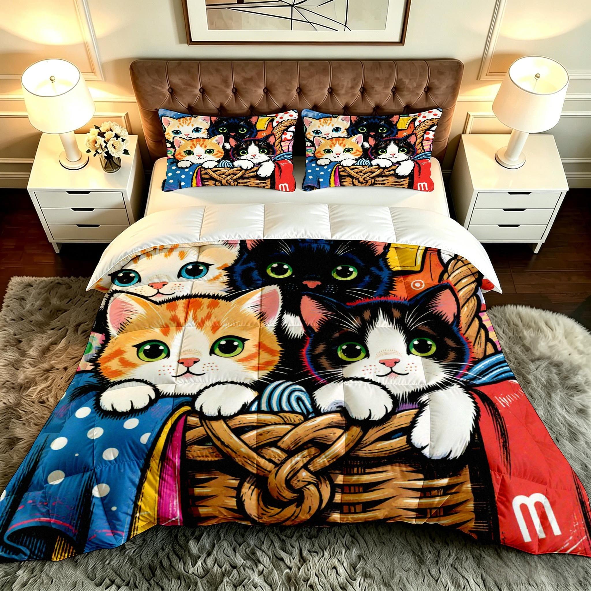 Edredón de gato animado para cama de niños: juego de ropa de cama infantil 135 x 200 cm suave