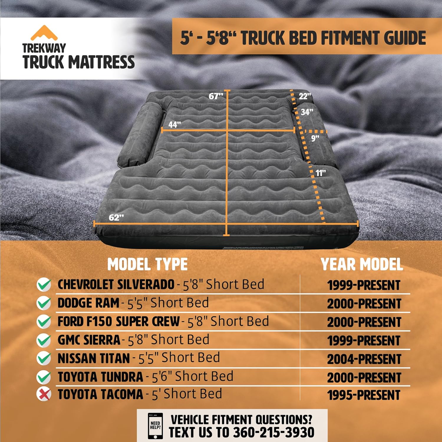 Offroading Gear 5.5ft Truck Tent and Trekway Air Mattress Bundle