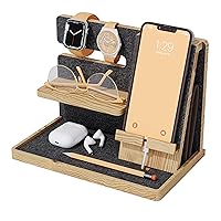 PAGONGO Organizer da Comodino in Legno | Idea Regalo di Natale per Uomo