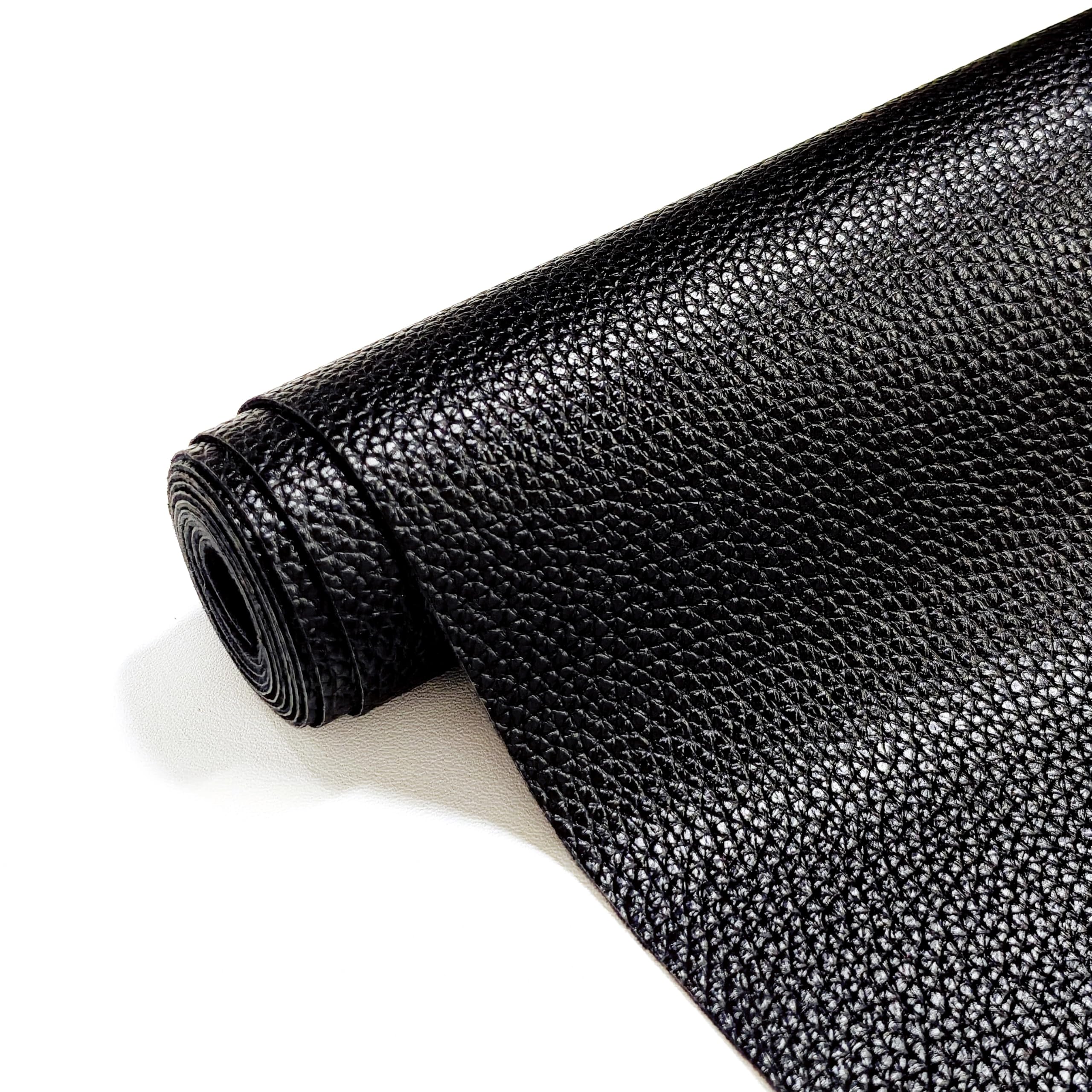 JERLITU Litchi Faux Leather Fabric, 30 cm X 137 cm Grained Soft Waterproof Synthetic Leather Fabric for Sewing DIY Crafts, Bags, Shoes and Accessories, Black — image 1