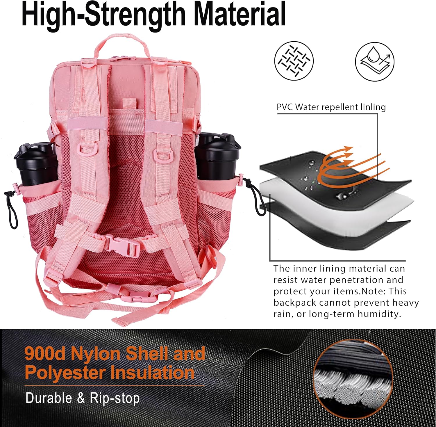 LHI Tactical Military Backpack for Men 25L/45L Large Molle Army Assault Pack 3 Day Hiking Rucksack With Bottle Holder - Image 6