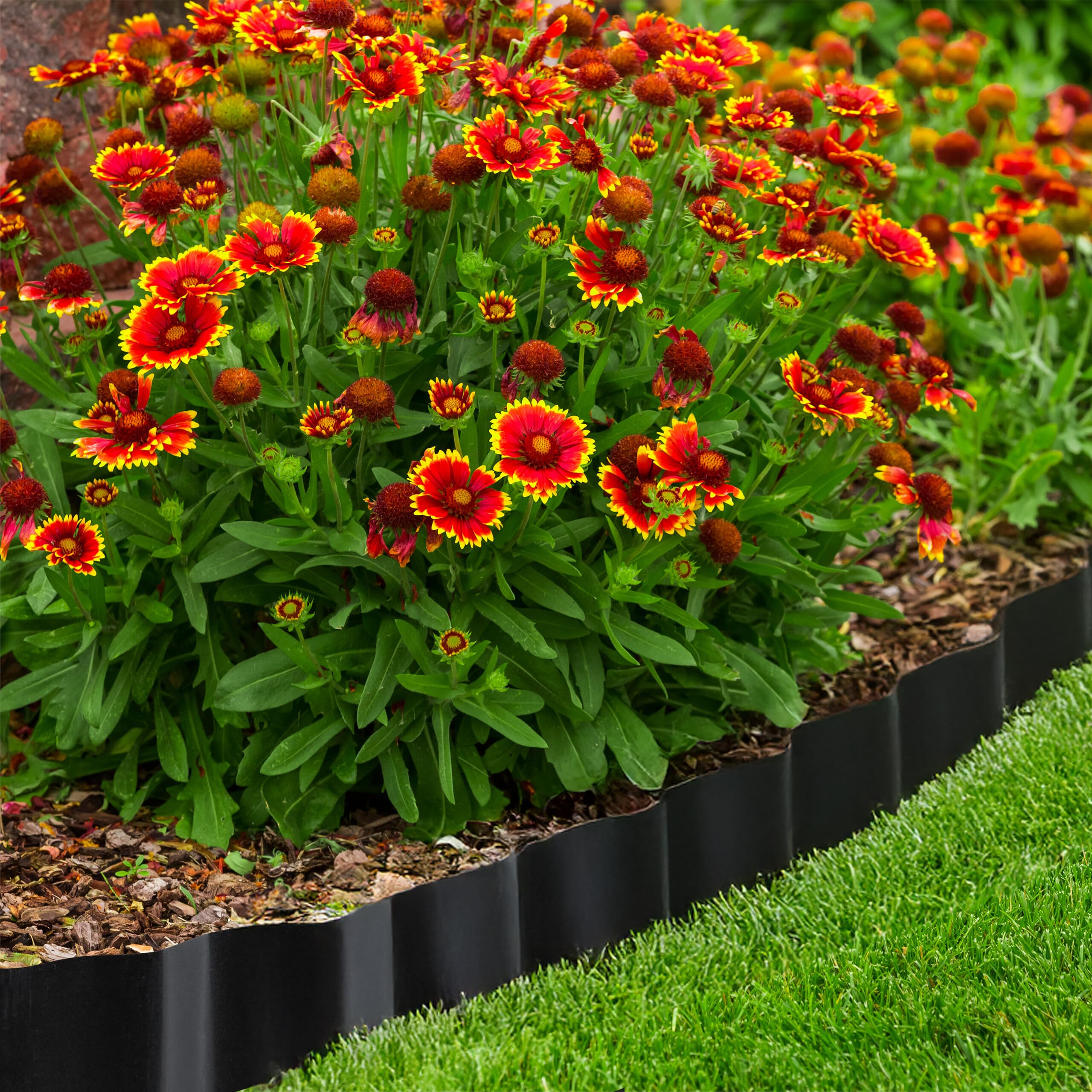Relaxdays Bordura Jardín de Plástico, 20 cm x 9 m, Borde Césped Flexible, Delimitador Caminos y Parterres, Negro