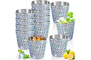 Tioncy 12 Pack Disco 1 Oz Rhinestone Stainless Steel Shot Glasses