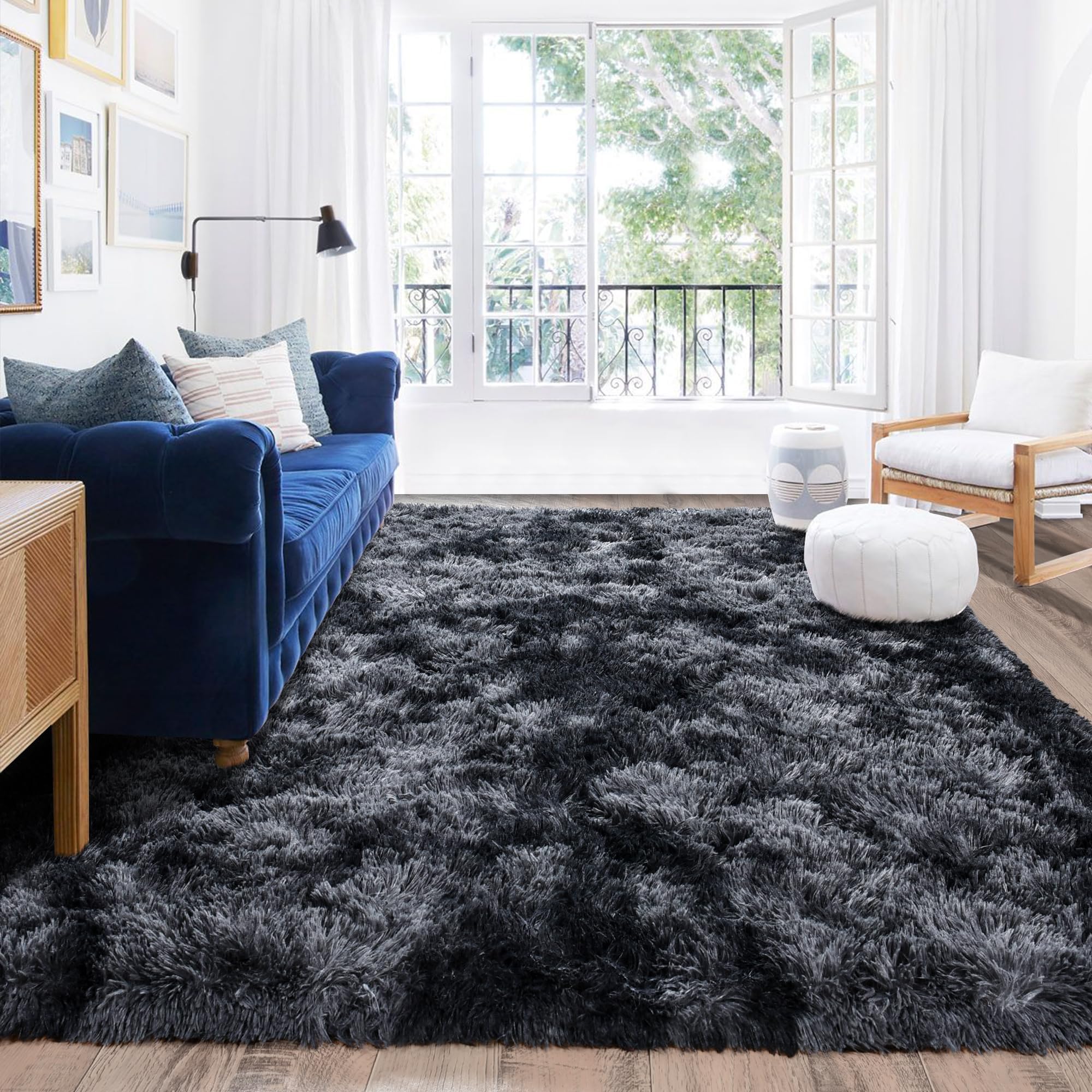 Rugs for Living Room Bedroom, Area Rugs 5x7 Fluffy Rug Carpet, Soft Shaggy Modern Floor Rug for Kids Boys Girls Room, Plush Fuzzy Dorm Rug for Home Decor Aesthetic, Dark Grey