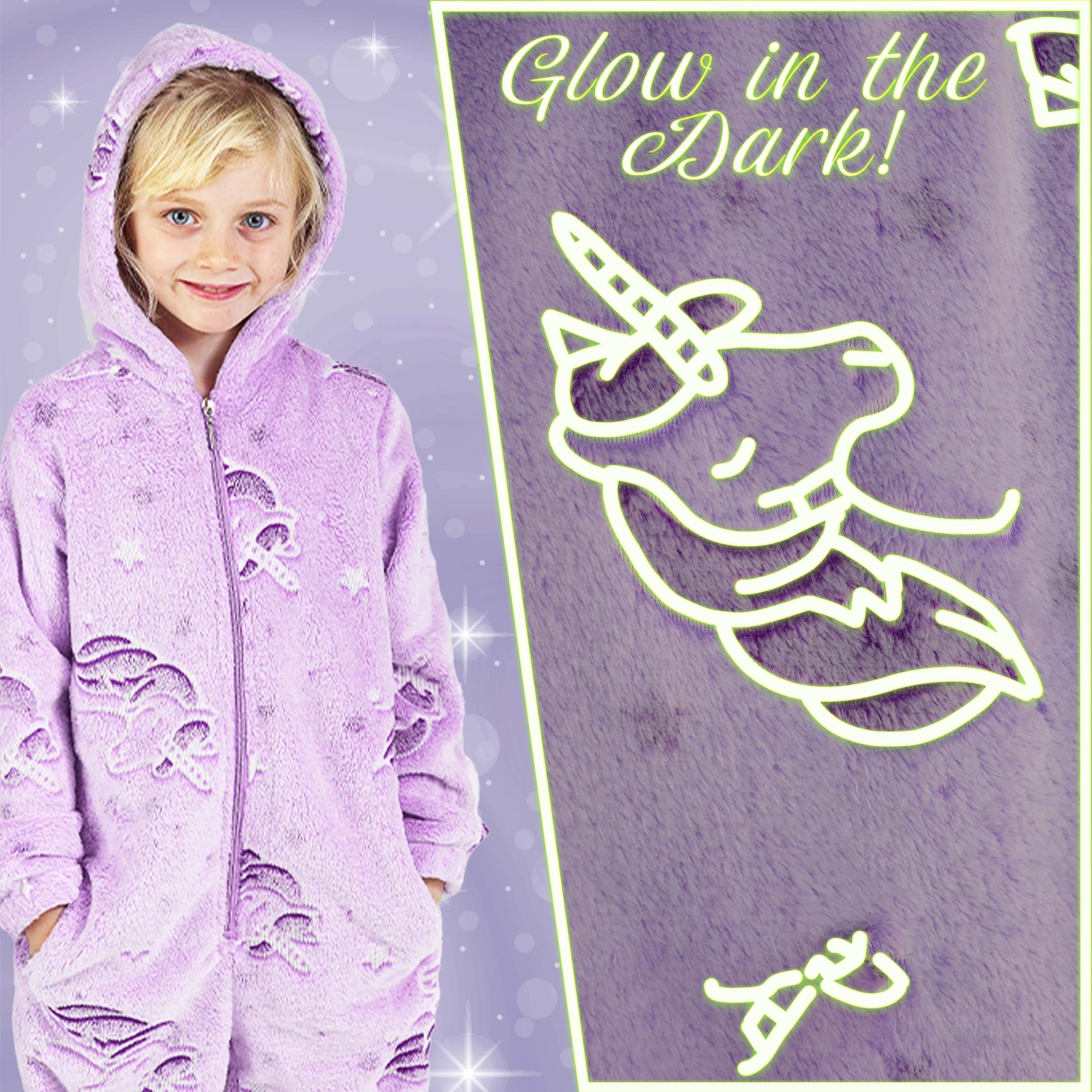 CityComfort - Pijama de Unicornios y arcoíris para niñas de 3 a 14 años de Edad, Brilla en la Oscuridad