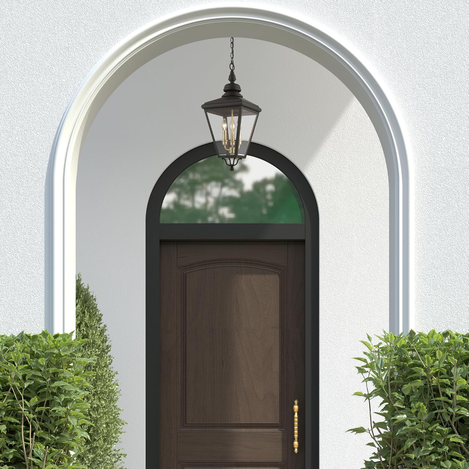 Livex Lighting 27377-07 Adams - 3 Light Large Outdoor Pendant in Traditional Style-25.25 Inches Tall and 10.63 Inches Wide, Finish Color: Bronze/Antique Brass