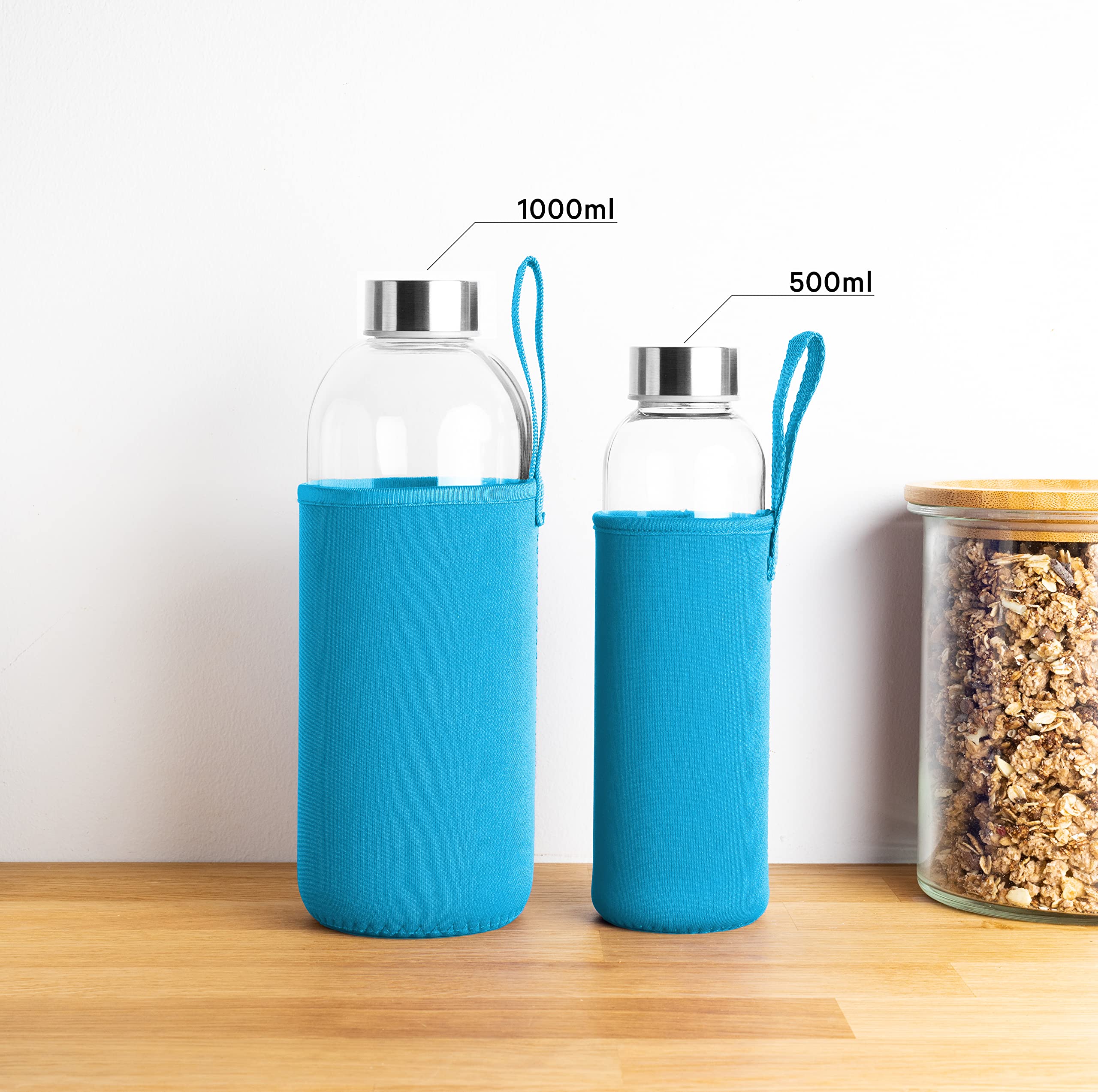 Botella Cristal Agua Bidon Agua Botella De Agua De Cristal Con Funda De  Neopreno - Pack De 2 Unidades, 420 Ml, Color Verde Botella Cristal 2 Litros  Botellas De Agua Cristal, image size:2560x2546