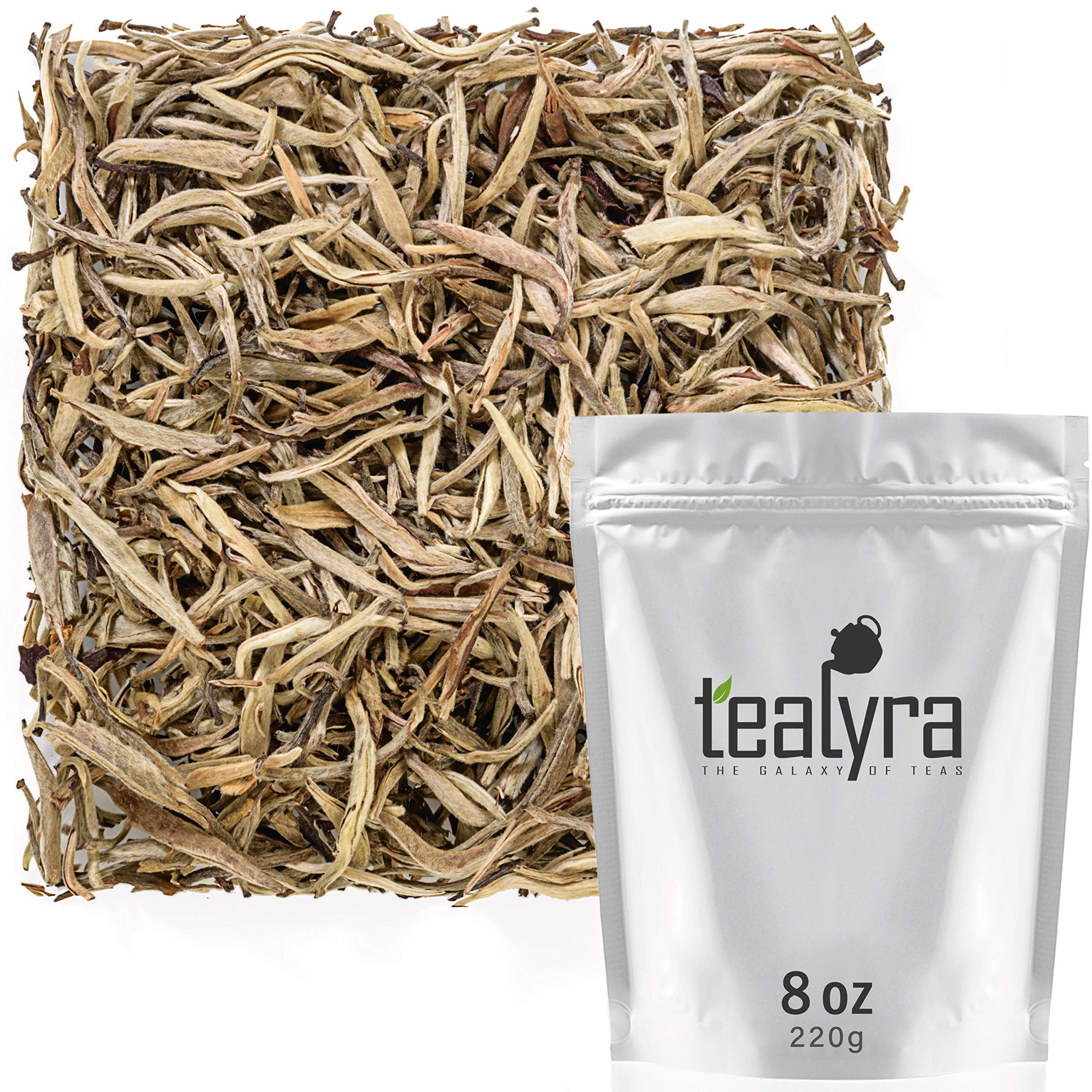 Tealyra - Luxury Jasmine Silver Needle White Losse Tea - Grown in Fujian China - Loose Leaf Tea - Caffeine Level Low - 220g (8-ounce)