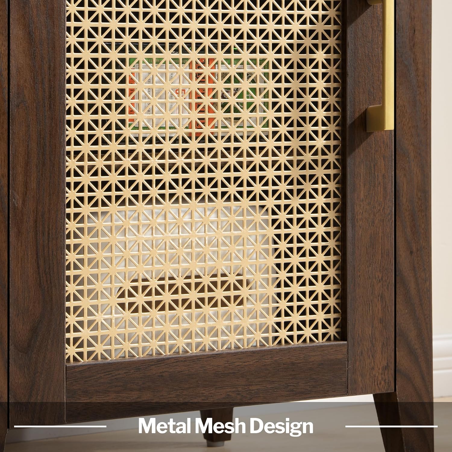 SICOTAS Tall Nightstands Set of 2 with Drawer, Mid Century Modern Wooden Night Stand Rustic Bedside Tables with Storage, Vintage End Tables with Metal Mesh Door for Bedroom, Espresso Walnut