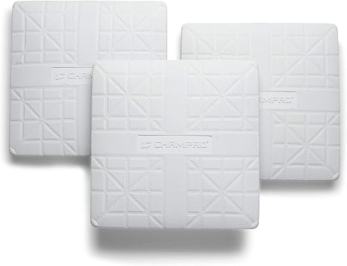 Miniatura 3 de CHAMPRO Juego de 3 bases de goma moldeadas Pro Style para béisbol y softbol, color blanco, 15 x 3 pulgadas