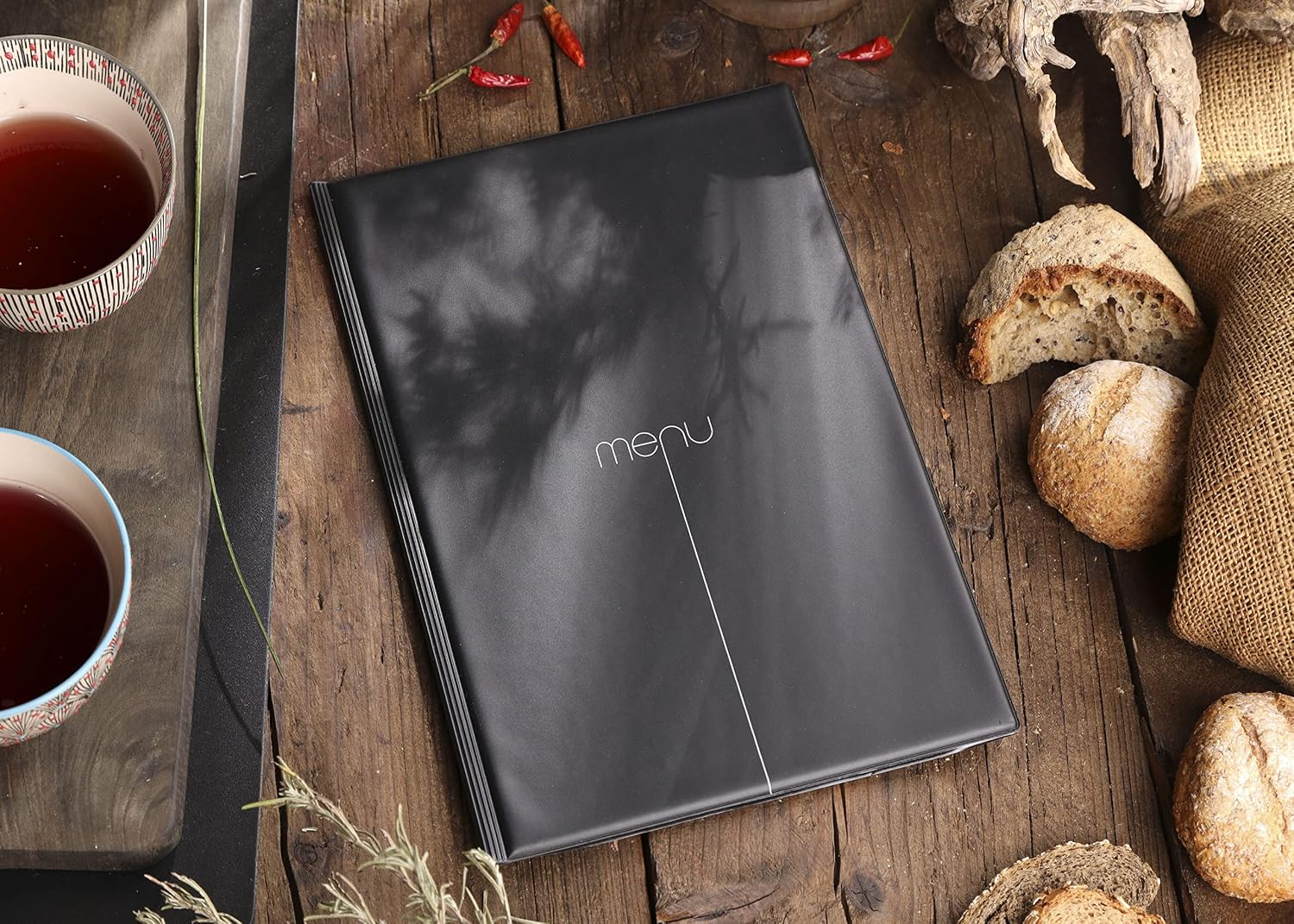 I LOVE MENU Risto Menu Holder, PVC, Black, 31.3 x 22.6 x 0.7 cm