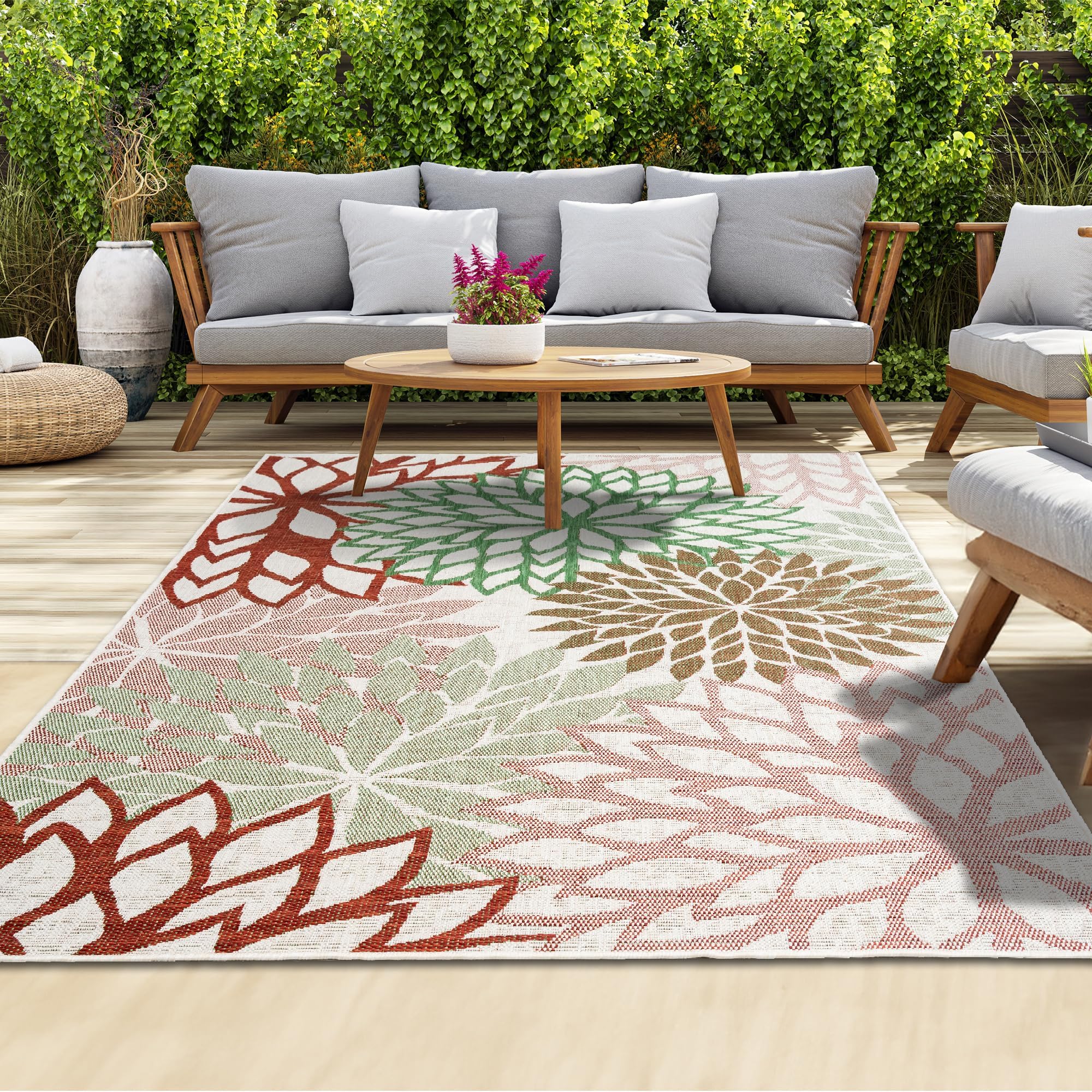 homeart Outdoor Rug - Easy-Clean, Durable, Stain-Resistant, Weather & UV Resistant Indoor & Outdoor Rugs for Porch, Deck, Balcony, Garden, Picnic and Patio | Bellis Mix - 200x290cm