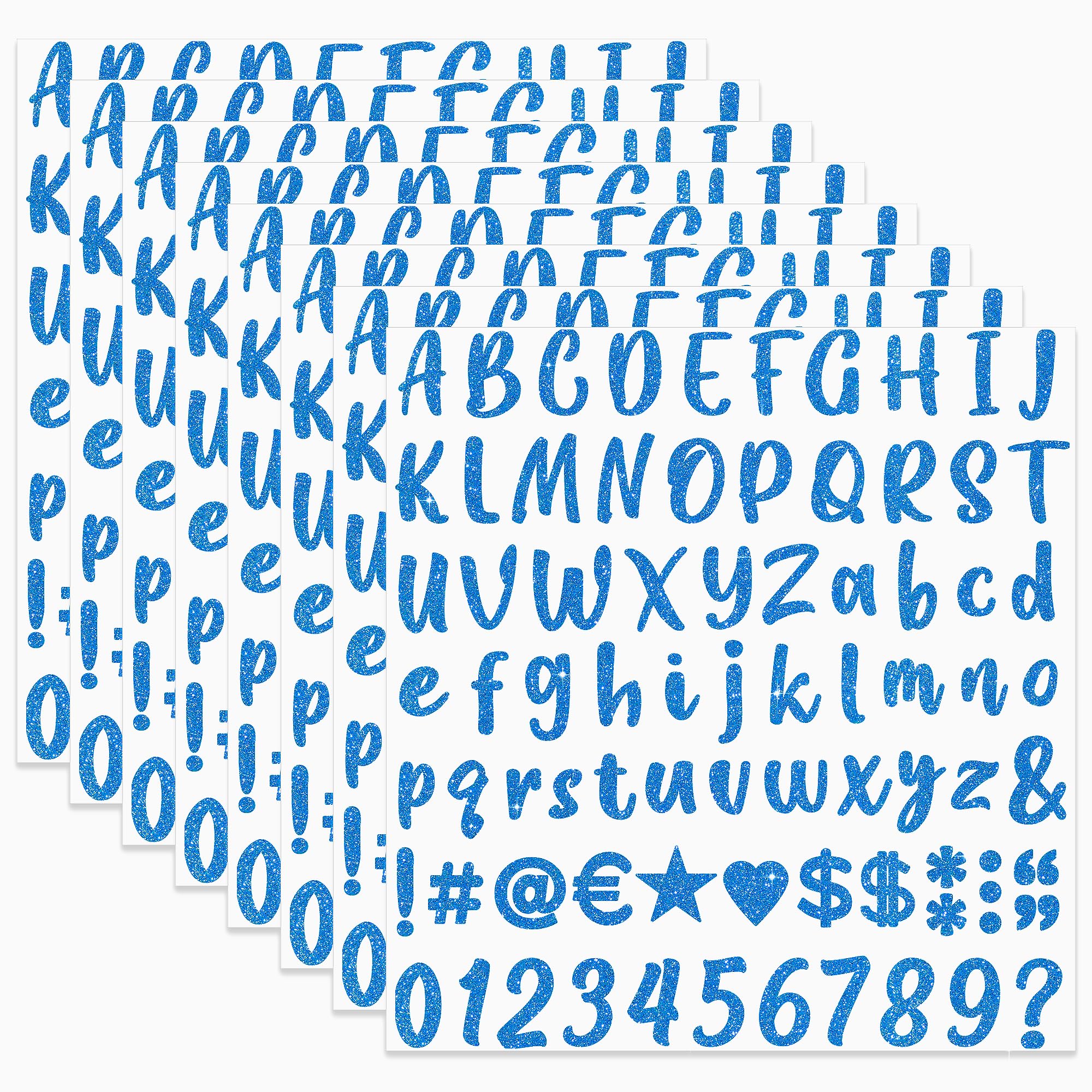 648 Pieces 8 Sheets Letter Stickers Glitter Small Self Adhesive Alphabet Number Vinyl Stick on Letter Stickers for Scrapbooking Mailbox Numbers Crafts