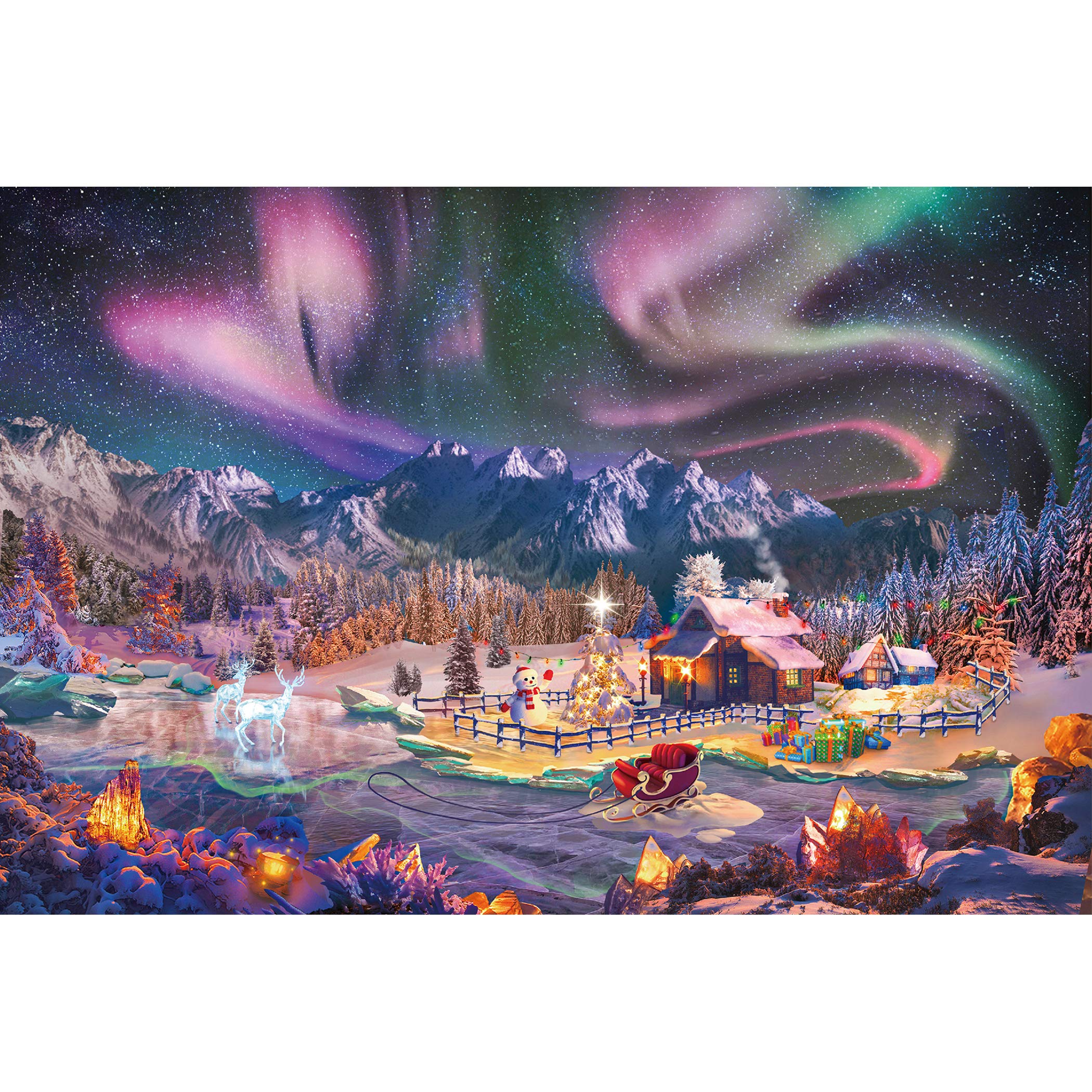Lavievert 1000 Teile Puzzle für Erwachsene und Kinder (Weihnachtliche Schneenacht)