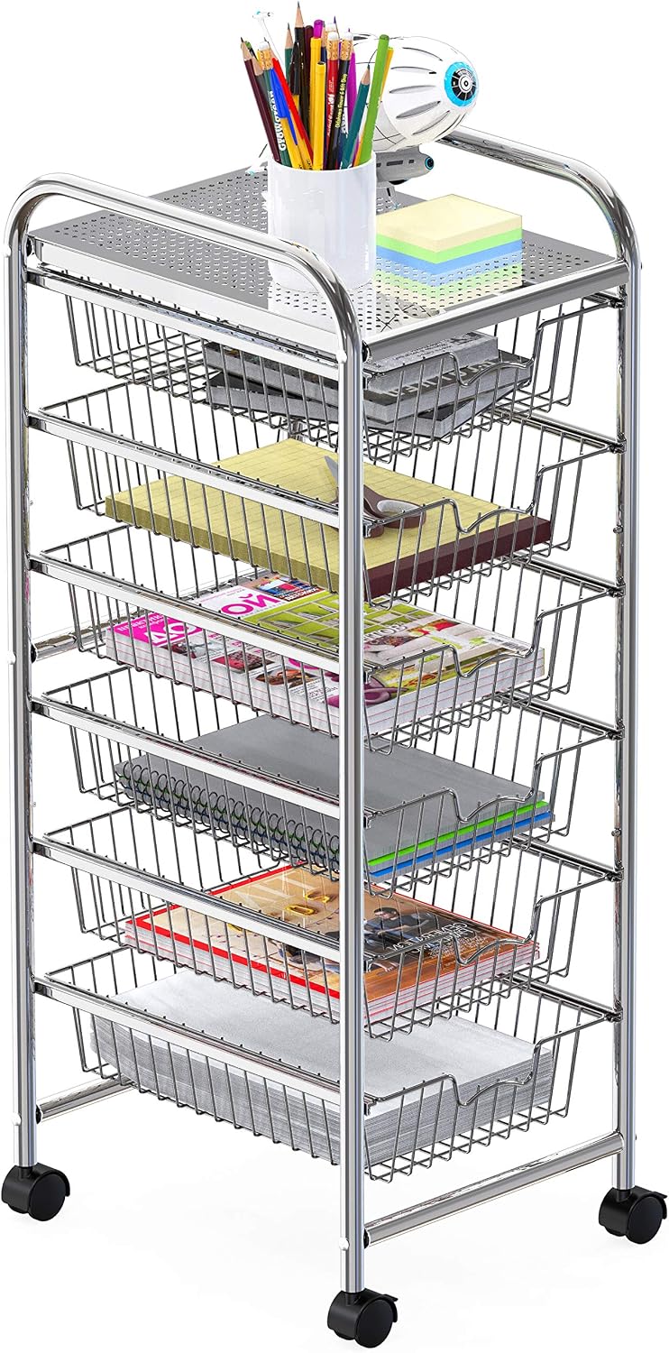 SimpleHouseware 6 Drawer Rolling Cart Utility Office Craft Storage Organizer