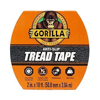 Gorilla Anti-Slip Tread Tape, 2" x 10' Roll, Black, (Pack of 1)