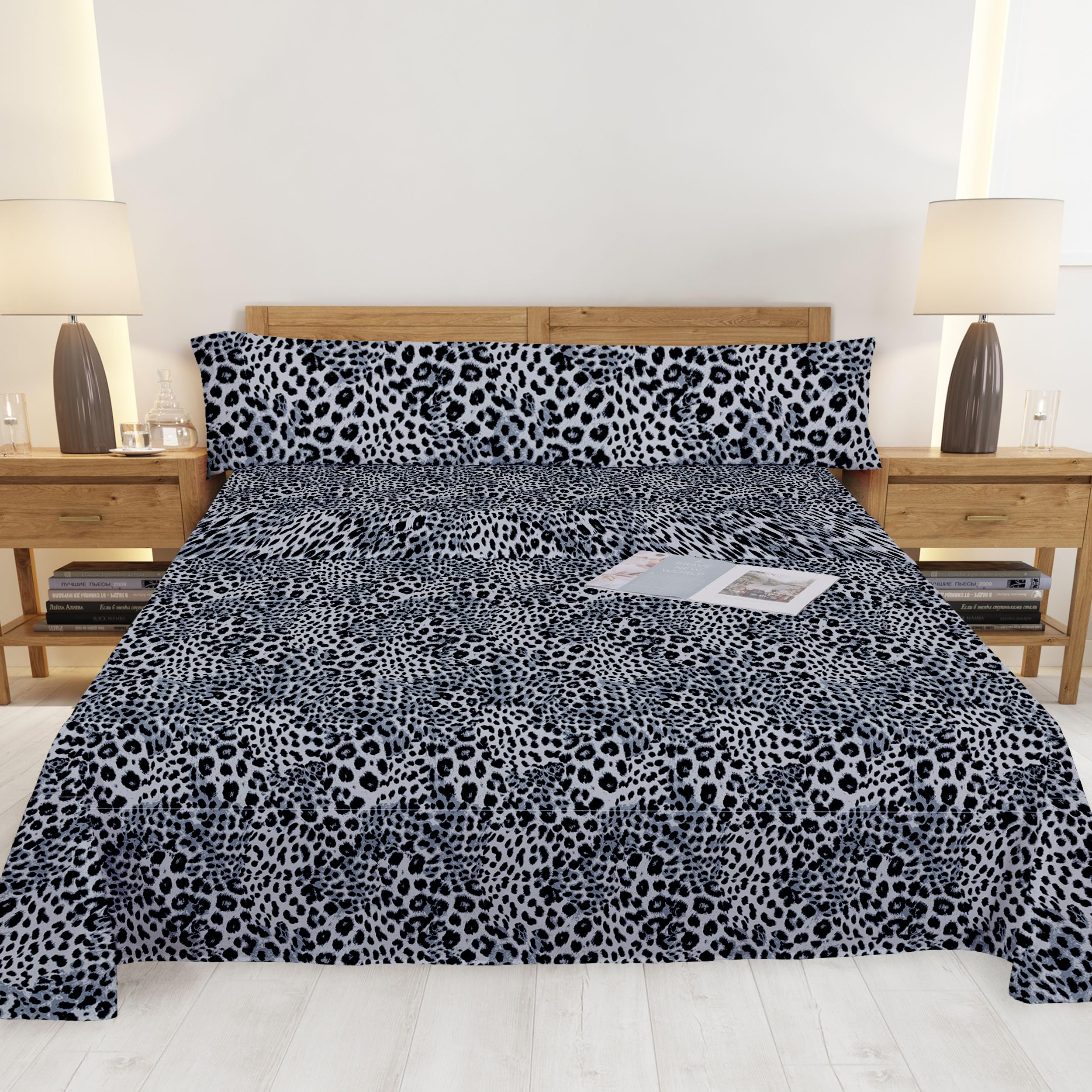 Dalina Textil - Juego Sábana Cama 180- Juego de Sábanas para Cama 4 Piezas, Bajera Ajustable 180x190, Encimera 230x260, 2 Funda Almohada 45x85 (Cama de 180x190cm Estampada)