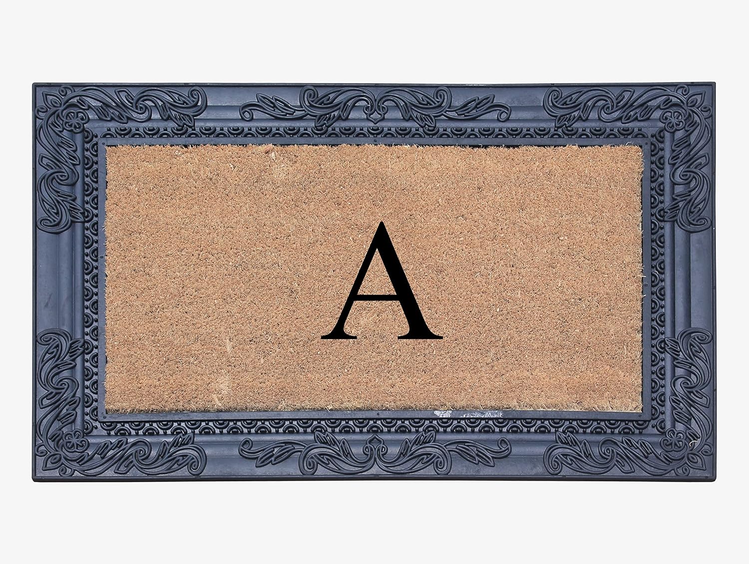 A1HC Natural Rubber & Coir 24x36 Monogrammed Doormat For Front Door, Anti-Shed Treated Durable Doormat for Outdoor Entrance, Heavy Duty, Low Profile, Easy to Clean, Long Lasting Porch Entry Doormat