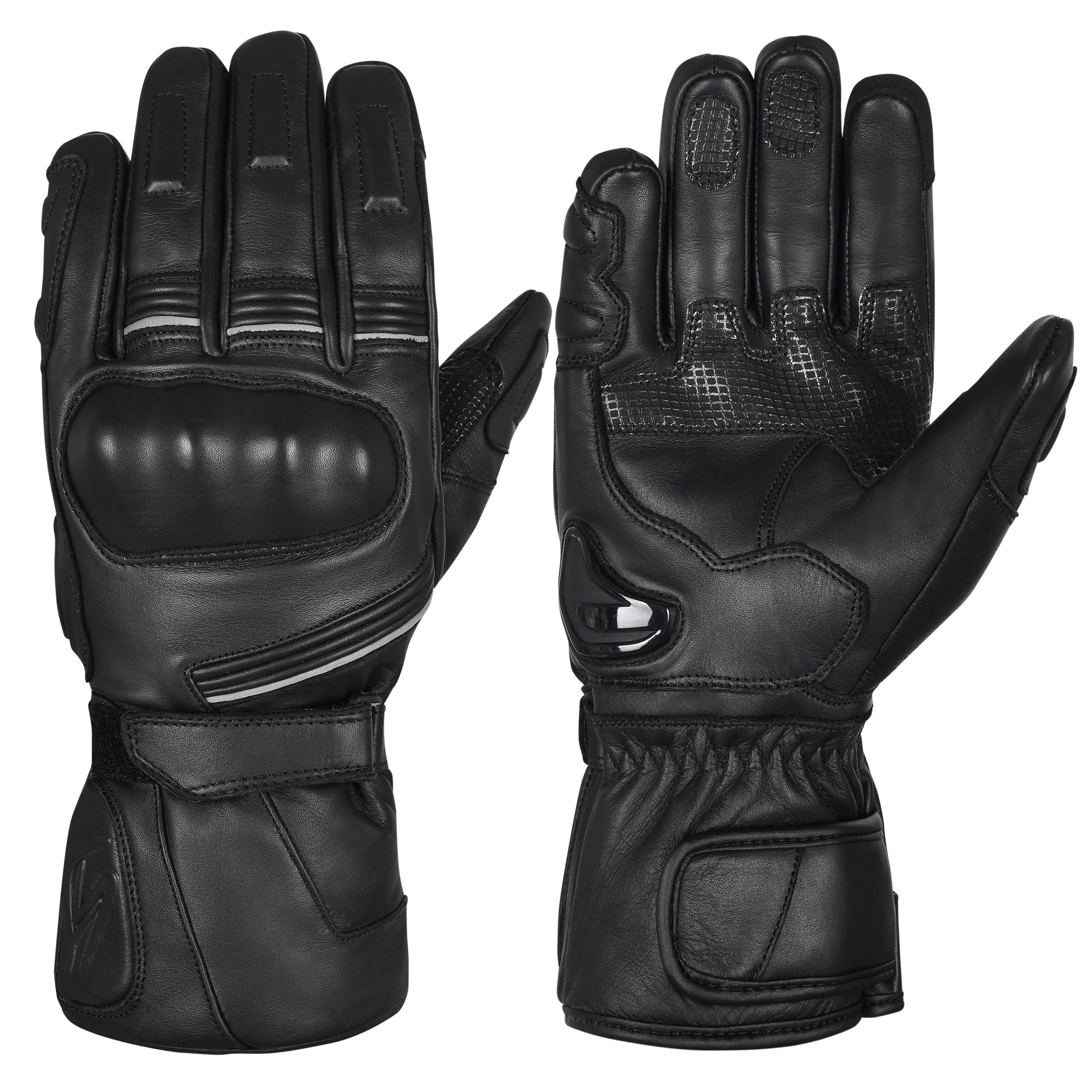 Guantes de Moto de Invierno de Cuero Premium, Impermeables, Guantes de Motocicleta de Invierno, Resistentes al Viento, Pantalla táctil, Guantes cálidos Nudillos Duros