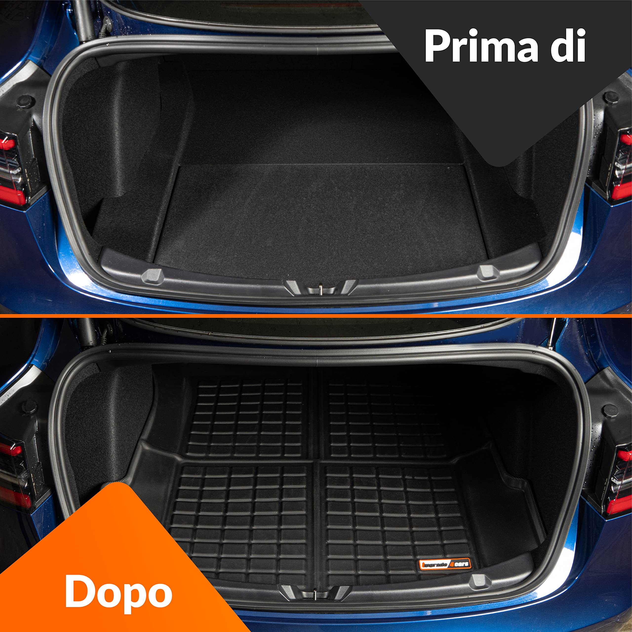 Upgrade4cars Tappetino Bagagliaio Auto compatibile con Tesla Model 3 | Vasca per Baule Impermeabile e Antiscivolo | Accessori Tappeto Interno