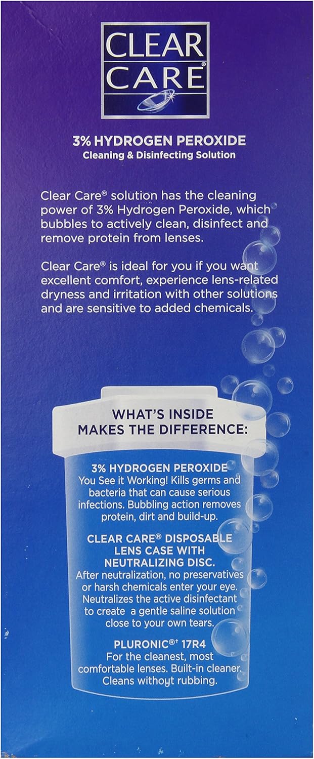 Clear Care 3% Hydrogen peroxide Triple Action Cleaning Triple Action 2x16oz + 3oz Travel Size : Health & Household