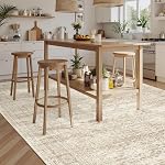9x12 Rugs de zone pour le salon, Non-dérapant Machine Lavable Rugs Vintage, Low Pile Léger Grande Rug pour la chambre, Salle à manger, Maison Bureau Beige