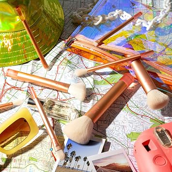 Real Techniques Wanderer makyaj fırçası seti, birinci sınıf ve profesyonel fırça seti, yumuşak kıllar, fondöten, pudra, göz farı, allık, bronzlaştırıcı ve kapatıcı için, 9 parçalı set