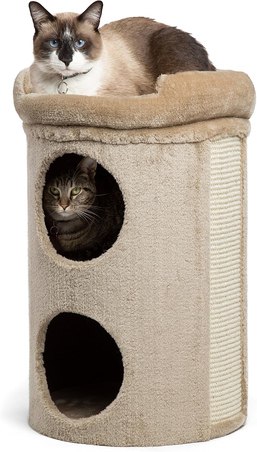 Modern Kitty Penthouse Cat Tower in Winston, Taupe, One Size