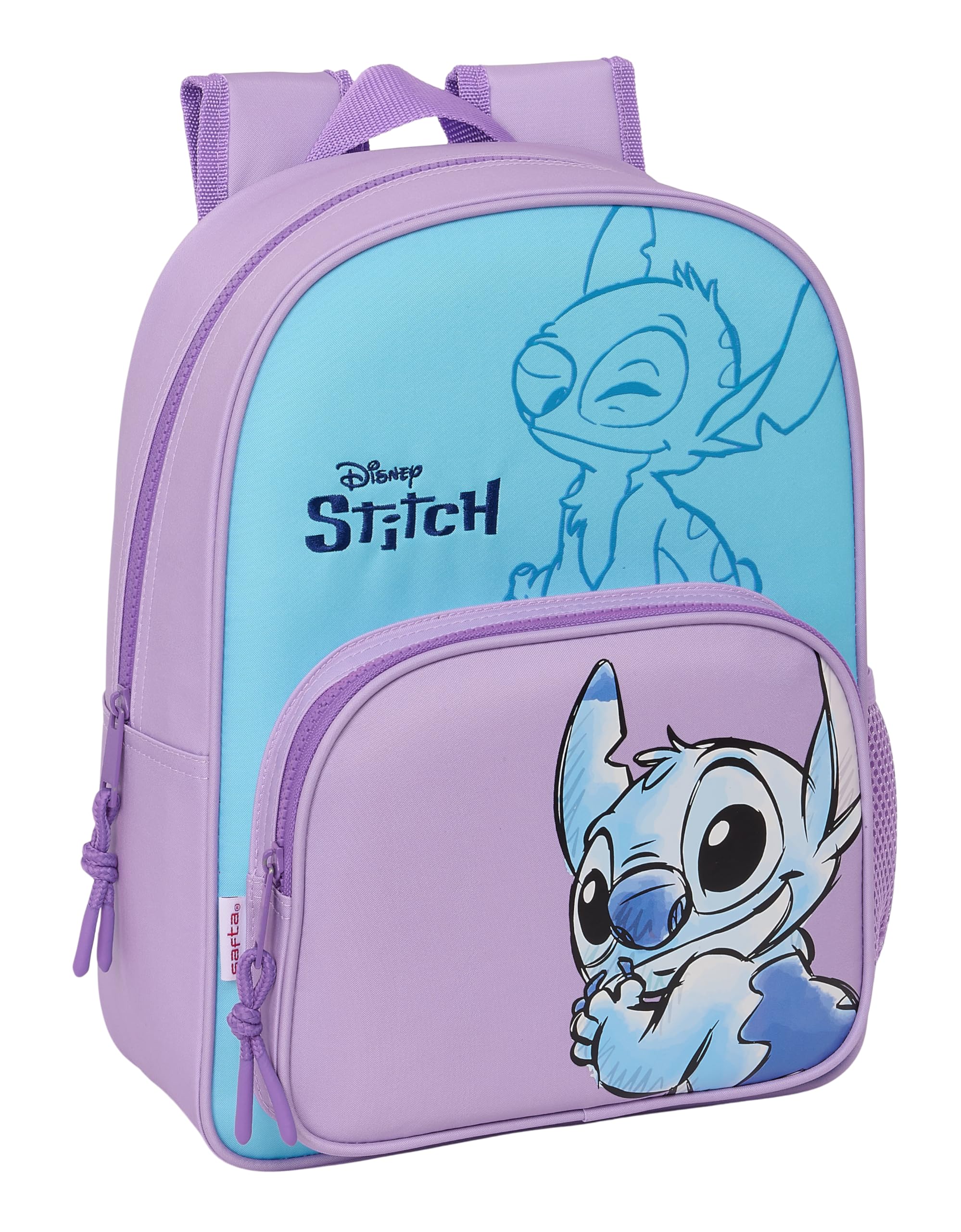 STITCH SWEET – Animated Children's School Backpack, Children's Backpack, Adaptable to Trolley, Ideal for School Children, Comfortable and Versatile, 26 x 11 x 34 cm, Blue/Lilac, Blue/lilac, Estándar,