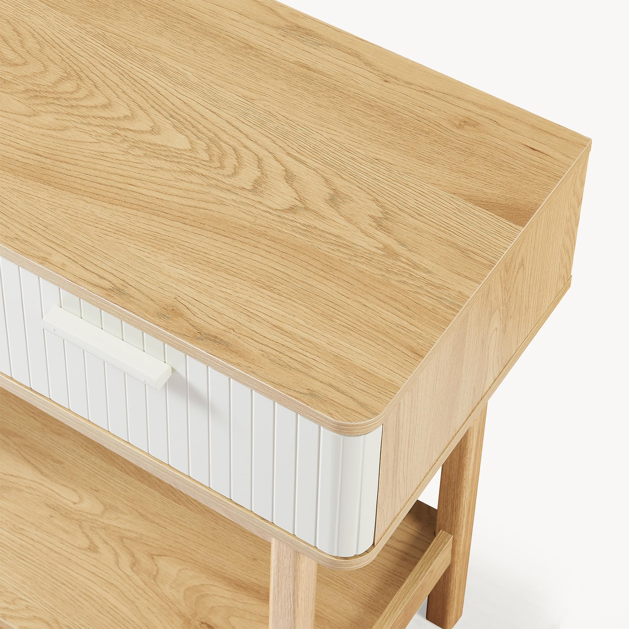 [en.casa] Mueble Recibidor Ferrersp Mesa Consola Mesa de Entrada con 2 Cajones y 1 Estante MDF Patas de Pino 100 x 40 x 80 cm - Roble/Oatmeal