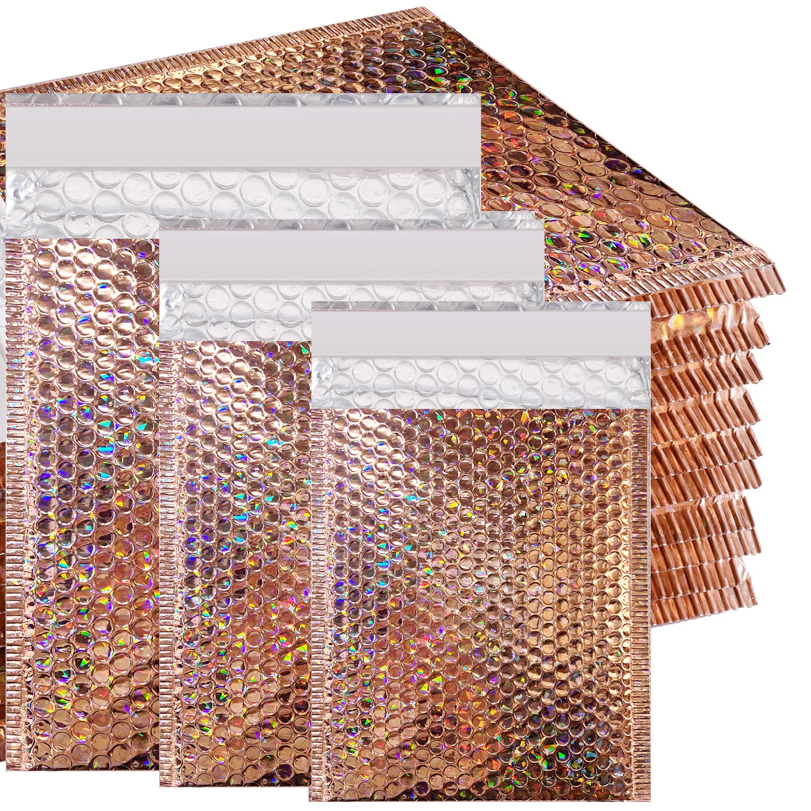 Lot De 100 Sacs Refermables à Bulles Holographiques Argentés – Protection Sous Vide – Pour Rangement, Envoi, Collection – Polyéthylène