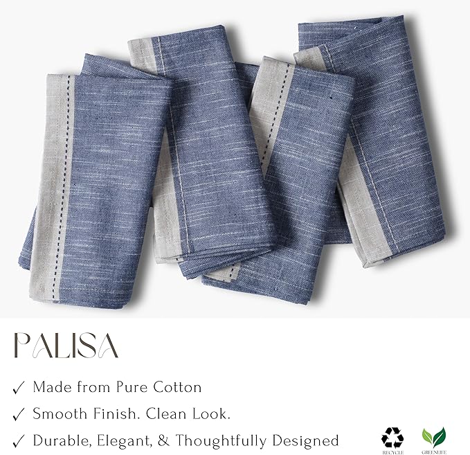 Palisa Servilletas de Tela Algodón Set de 4 45x45 cm Azul Denim miniatura 4