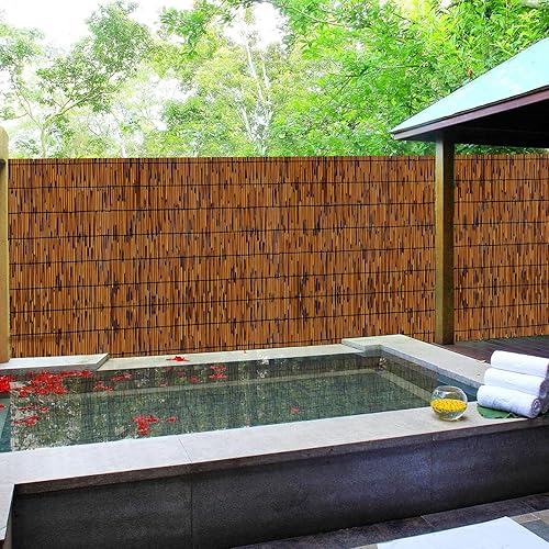 Miniatura 7 de Paquete de 2 vallas de caña natural, 4 x 16.4 pies, valla de bambú de privacidad para exteriores, galería, restaurante, hotel, patio (marrón)