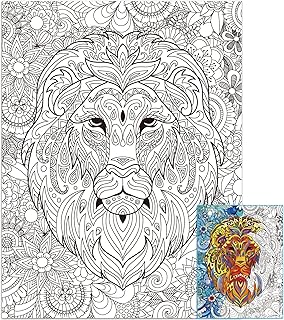 ZOIIWA Lion Giant Coloring Posters for Kids Adults Lion Coloring Poster 39.37×51.96 Inch Mandala Coloring Posters Wall Art Decor Blank Banner for School Group Family Art Craft Activities Decoration