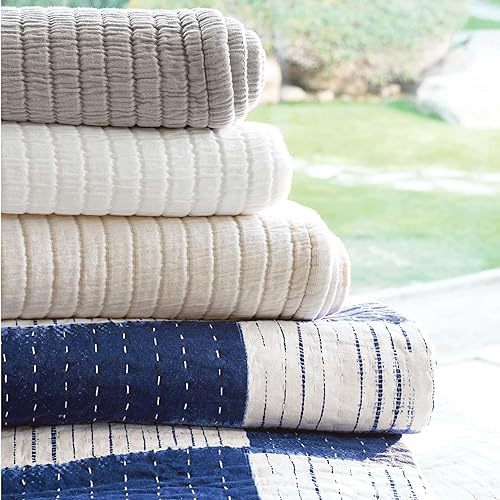 Miniatura 5 de Pine Cone Hill Colcha de Matelasse blanca Boyfriend, tamaño Queen, patrón sólido blanco