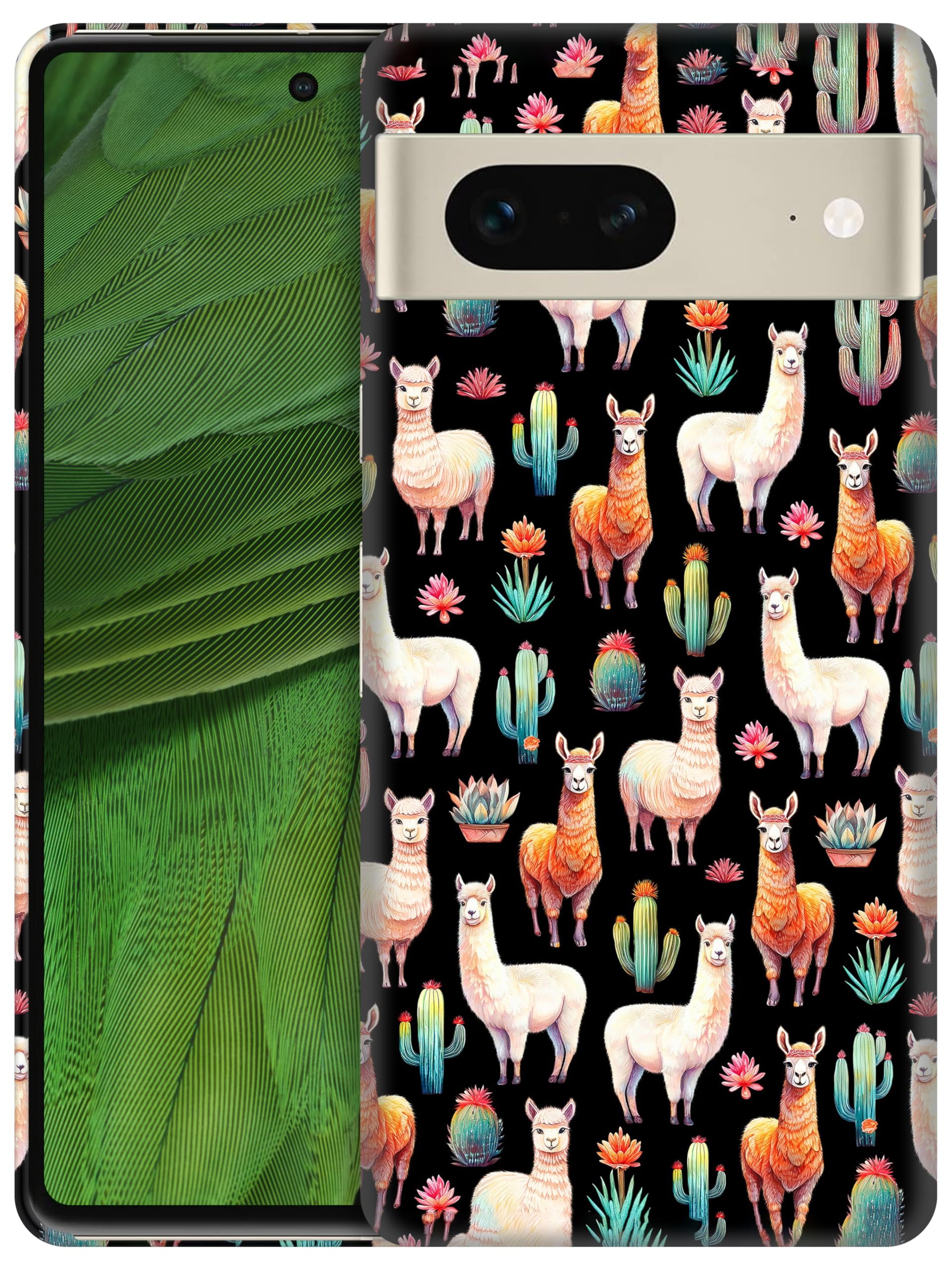 for Google Pixel 7 5G, Pixel 7 Case - Cute Llama Cactus Design Printed Slim & Sleek Hard Plastic Snap on Protective Designer Back Phone Case/Cover for Pixel 7 White