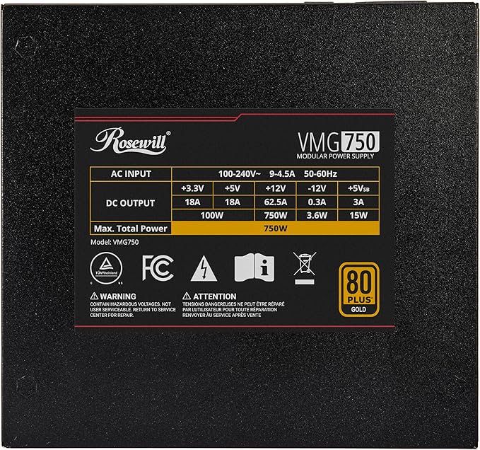 Fuente Rosewill 750W 80+ Gold ATX 3.0 Modular miniatura 8