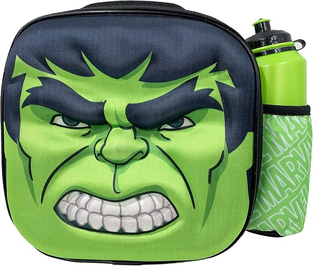 Marvel Hulk 3D Thermal Lunch Bag with Sports Bottle