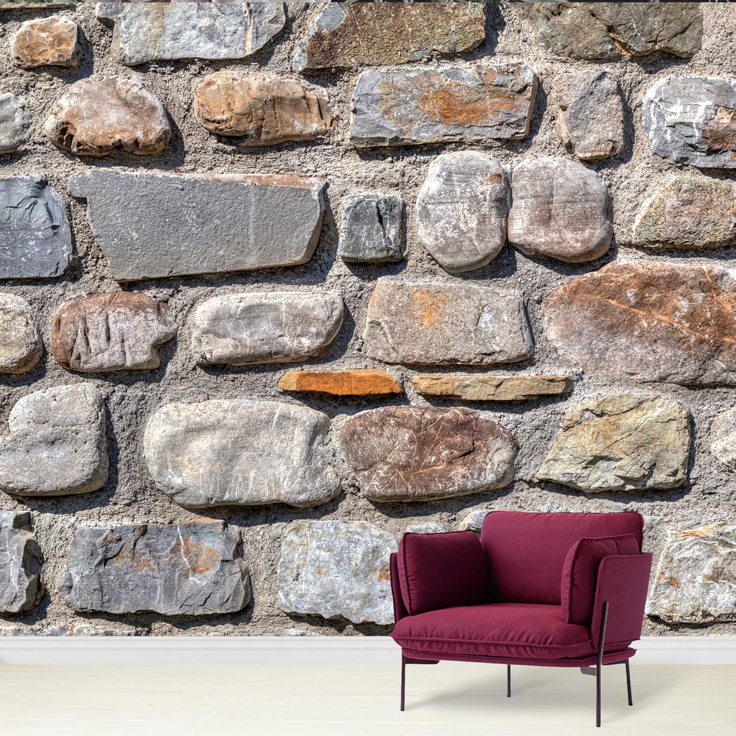 wall26 Removable Wall Sticker/Wall Mural Vintage Style Brick Wall Pattern Abstract Shapes Digital Art Modern Art Decorative Panorama Multicolor Relax/Calm for Living Room, Bedroom, Office - 66"x96"