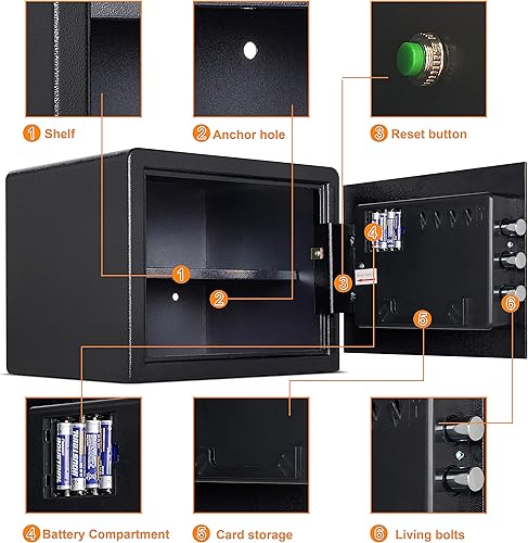 Miniatura 5 de Seguridad digital biométrica para el hogar, cajas fuertes de huellas dactilares para almacenamiento en el hogar, joyas y objetos de valor, caja