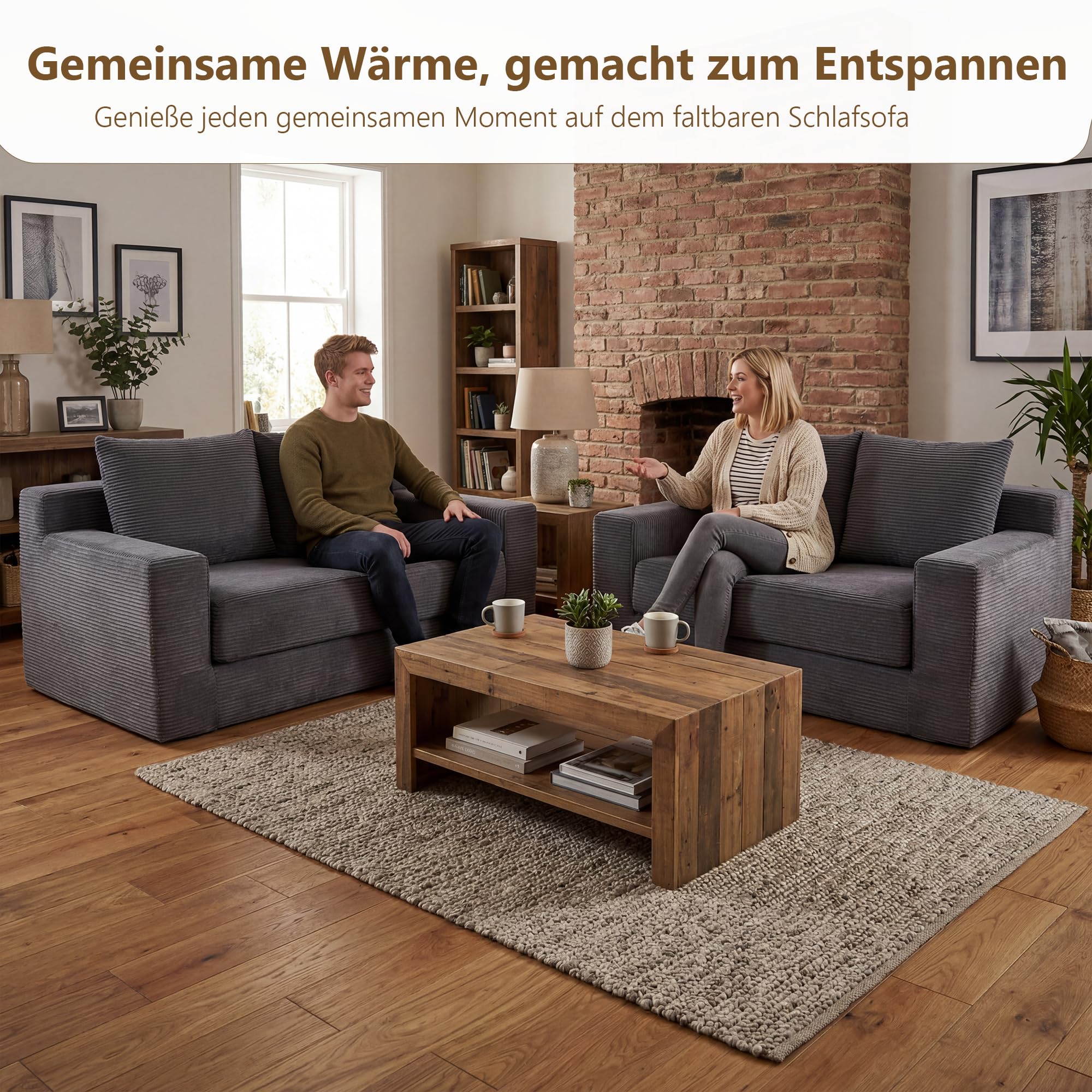 GRAVFORCR Schlafsofa klappbar, Boneless Couch 188cm Dunkelgrau