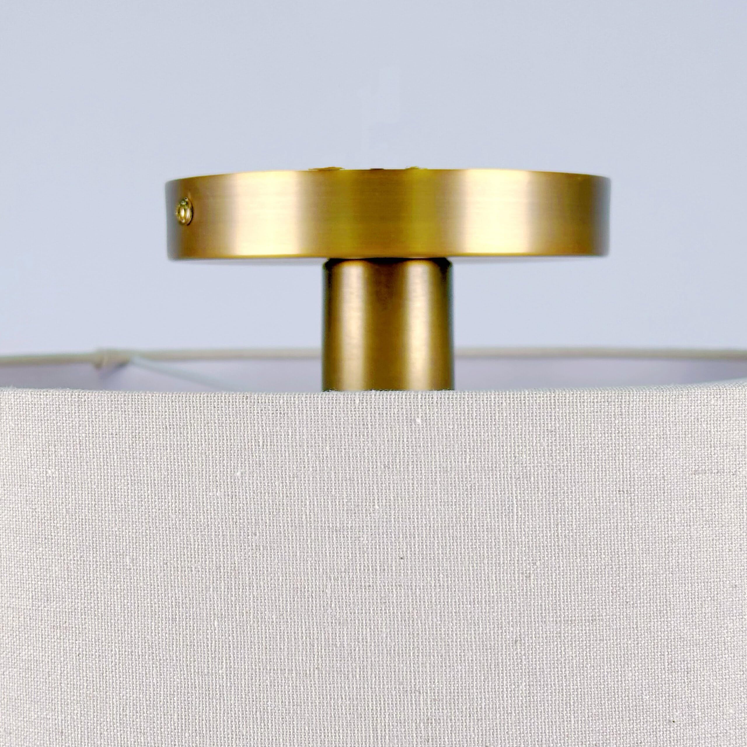 Relaxdays Deckenlampe, Leinen & Metall, HxD: 24 x 35 cm, E27, Deckenleuchte Wohnzimmer, Schlafzimmer, beige/Bronze