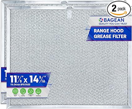Bagean Stove Hood Vent Filter 11.8" x 14.3" BPS1FA30 - Compatible with NuTone Allure & Broan Range Hood Filter Replacement 99010299 - Fits QS1 QS2 30" Hoods - Blocks Grease & Filters Oven Air (2-Pk)
