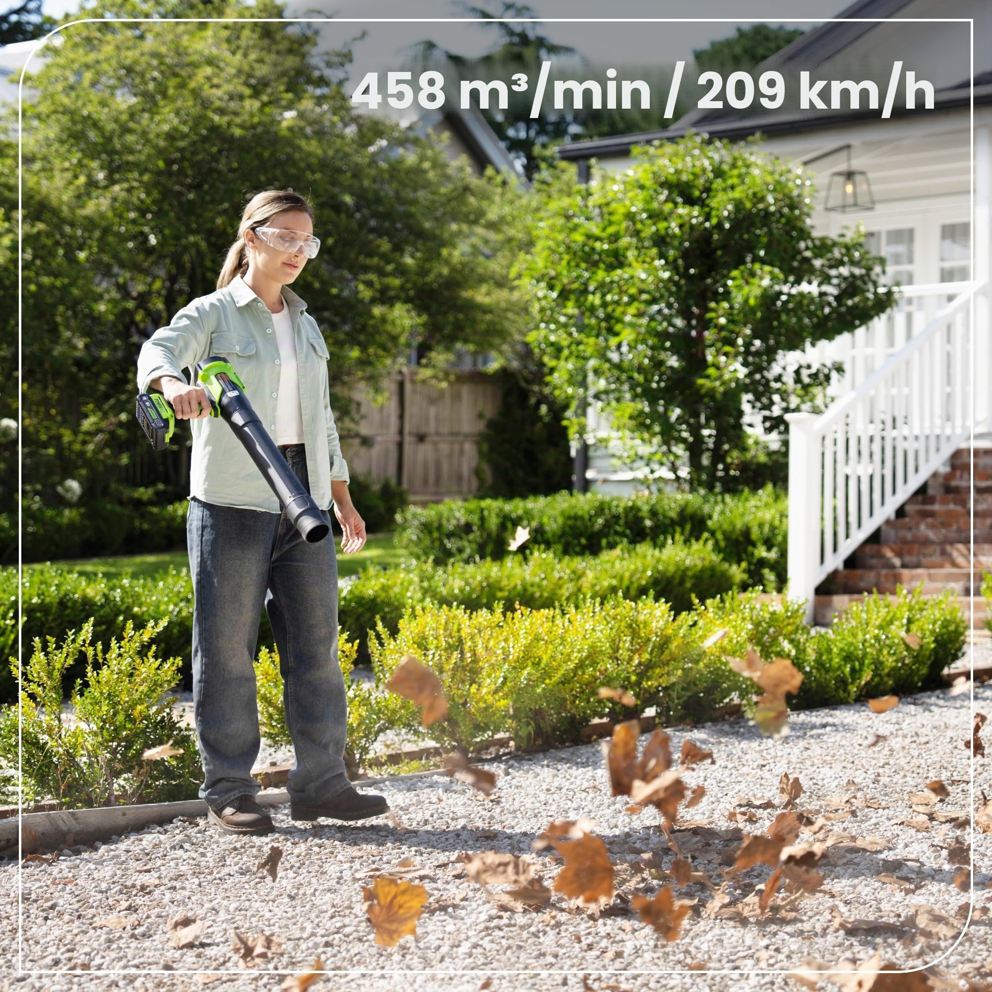 Greenworks 24V Soffiatore per Foglie a Batteria, 209km/h 7,65m³/min Potente da Giardino & Auto, Leggero & Compatto, Velocità Variabile con Blocco, Senza Batteria BLH22SA1