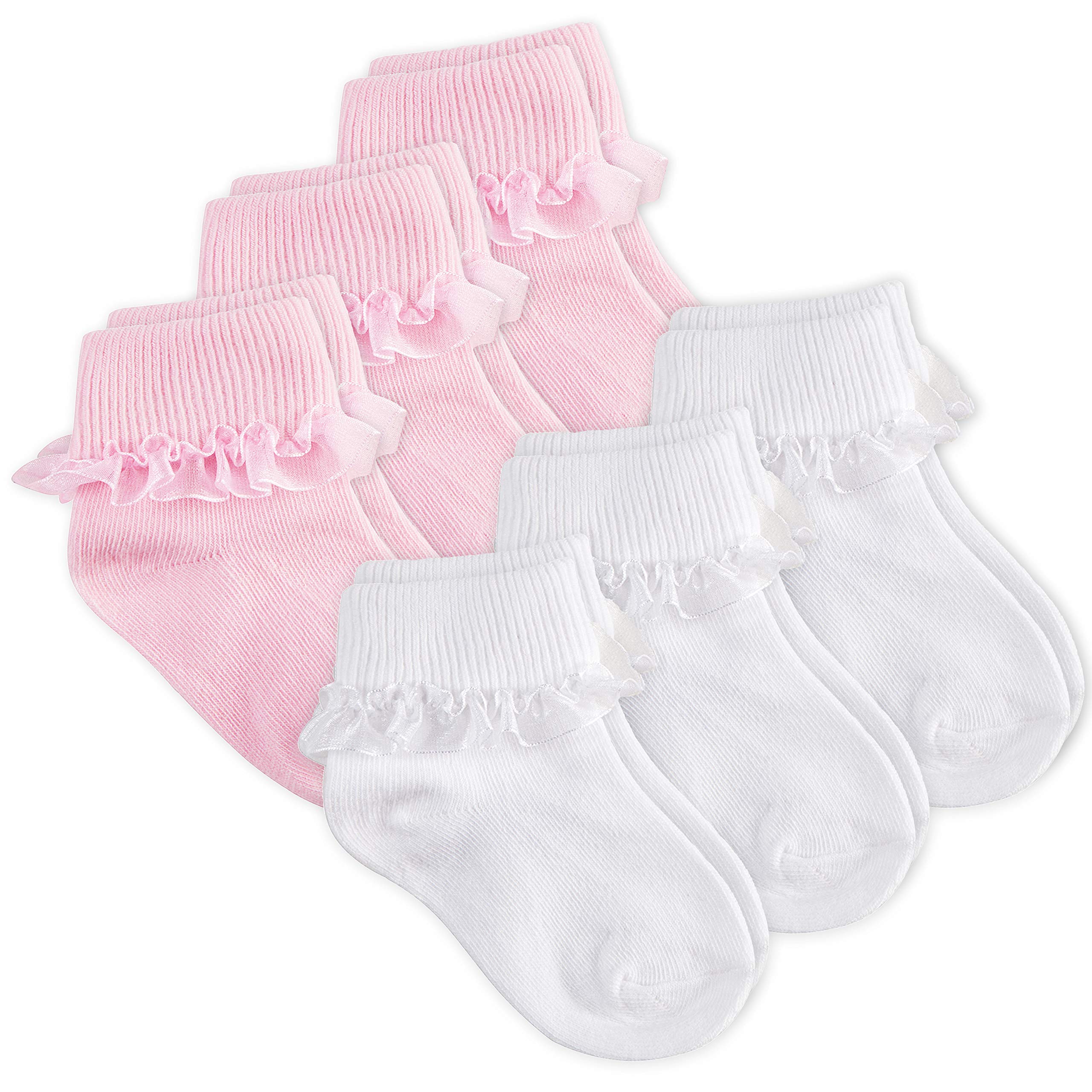 Newborns Toddlers Baby Girls 3 6 Pairs Ruffle Frilly Lace Ankle Socks Christening Size 0-5.5