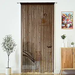 YaoYue Cortina com contas para portas, borlas, contas, franjas penduradas, janela hippie, corredor, entrada, parede, armário, quarto, decoração de privacidade (marrom escuro, 99 cm L x 200 cm C